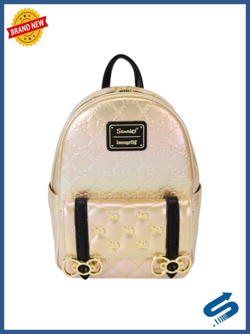 Metallic Vegan Leather Mini Backpack with Snap Closure